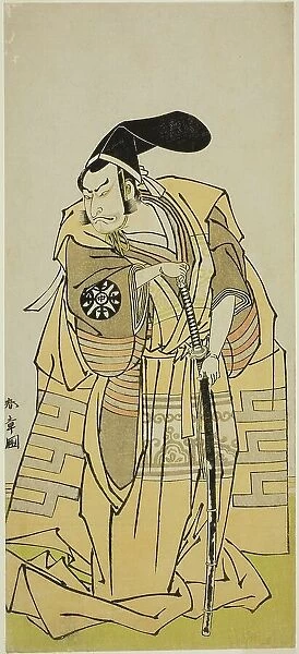 The Actor Nakamura Nakazo I as Kudo Suketsune (?) in the Play Iro Moyo Aoyagi Soga (?)... c. 1775. Creator: Shunsho