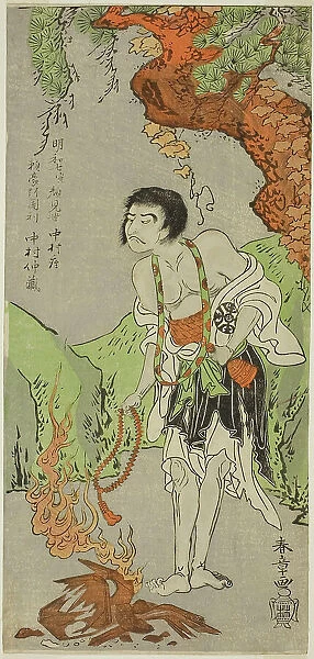 The Actor Nakamura Nakazo I as a Monk, Raigo Ajari, in the Play Nue no Mori Ichiyo no M... c. 1770. Creator: Shunsho