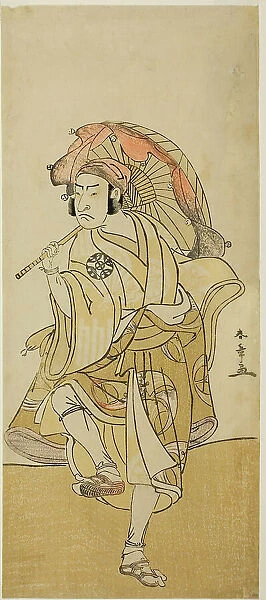 The Actor Nakamura Nakazo I as Onmaya Kisanda Disguised as the Lion Dancer Kakubei in... c. 1777. Creator: Shunsho