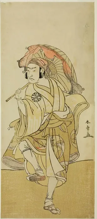 Framed Print : The Actor Nakamura Nakazo I as Onmaya Kisanda Disguised as the Lion Dancer Kakubei in... c. 1777. Creator: Shunsho Framed Print : The Actor Nakamura Nakazo I as Onmaya Kisanda Disguised as the Lion Dancer Kakubei in... c. 1777. Creator: Shunsho