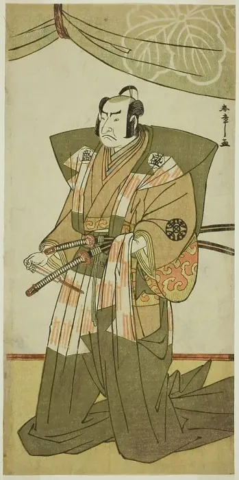 Framed Print : The Actor Nakamura Nakazo I as Saito Sanemori in the Play Kitekaeru Nishiki no Wakayaka... c. 1780. Creator: Shunsho