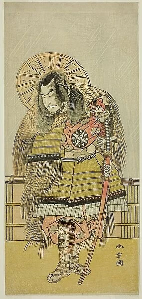 The Actor Nakamura Nakazo I as Takechi Jubei Mitsuhide in the Play Shusse Taiheiki... c. 1775. Creator: Shunsho