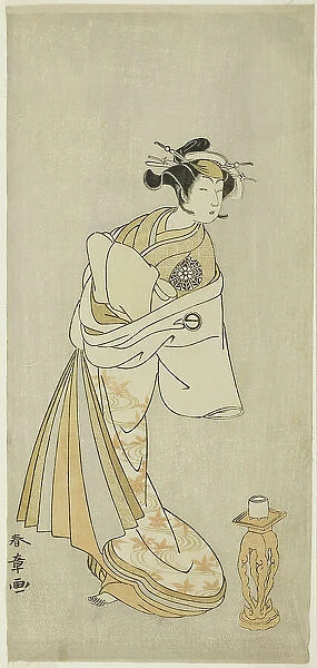 The Actor Nakamura Noshio I as the Spirit of the Courtesan Takao, in the Shosagoto Danc... c. 1772. Creator: Shunsho