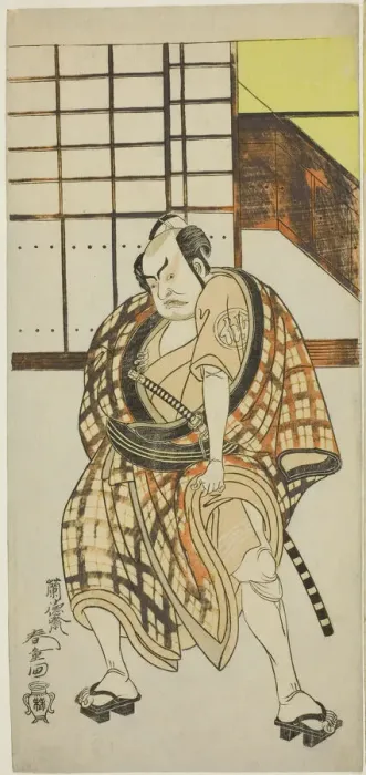 Framed Print : The Actor Nakamura Sukegoro II as Sasano Sangobei in Part Two of the Play Iro Moyo Aoya... c. 1775. Creator: Rantokusai Shundo Framed Print : The Actor Nakamura Sukegoro II as Sasano Sangobei in Part Two of the Play Iro Moyo Aoya... c. 1775. Creator: Rantokusai Shundo