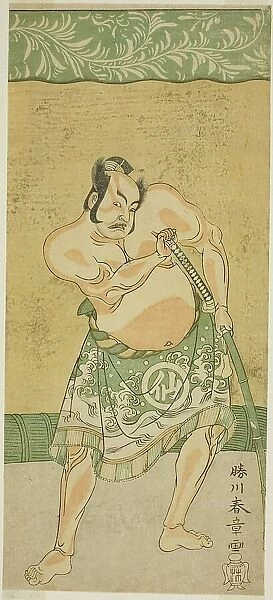 The Actor Nakamura Sukegoro II as the Sumo Wrestler Matano no Goro in the Play... c. 1770. Creator: Shunsho
