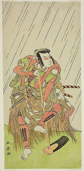 The Actor Onoe Matsusuke I as Nakaomi Katsumi Disguised as the Farmer Datta no Nizo, in... c. 1773. Creator: Shunsho