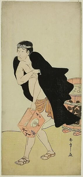 The Actor Onoe Matsusuke I as the Palanquin Bearer Gohei in the Play Kitekaeru Nishiki... c. 1780. Creator: Shunsho
