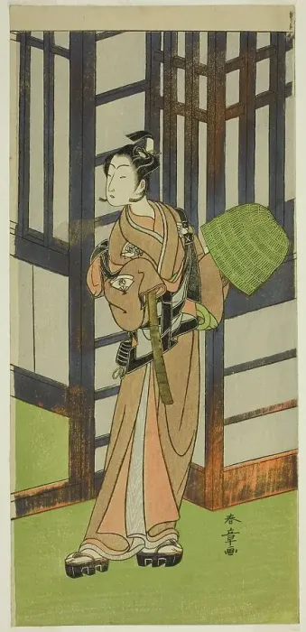 Framed Print : The Actor Onoe Tamizo I as Kewaizaka no Shosho Disguised as a Komuso in the Play... c. 1772. Creator: Shunsho Framed Print : The Actor Onoe Tamizo I as Kewaizaka no Shosho Disguised as a Komuso in the Play... c. 1772. Creator: Shunsho