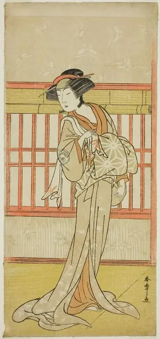 Framed Print : The Actor Osagawa Tsuneyo II as the Courtesan Miyagino (?) in the Play Go Taiheiki... c. 1780. Creator: Shunsho Framed Print : The Actor Osagawa Tsuneyo II as the Courtesan Miyagino (?) in the Play Go Taiheiki... c. 1780. Creator: Shunsho