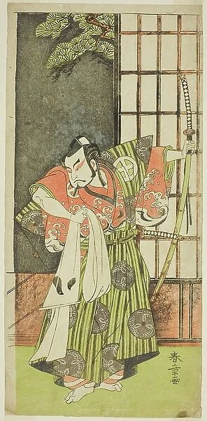 The Actor Otani Hiroji III as Kawazu no Saburo in the Play Myoto-giku Izu no Kisewata... c. 1770. Creator: Shunsho