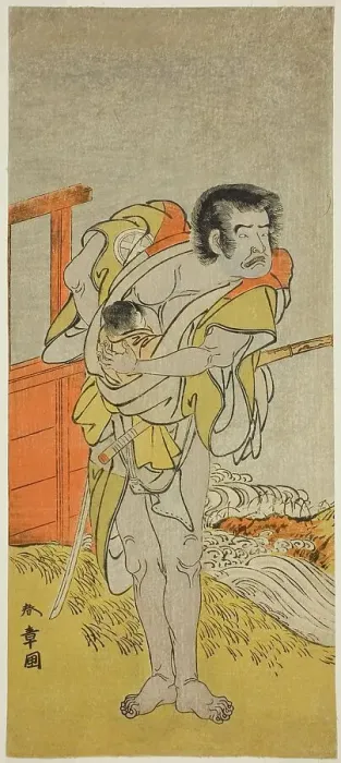 Framed Print : The Actor Otani Tomoemon I as Kasahari Hokkyo in the Play Kazoe Uta Ta Ue Soga... c. 1776. Creator: Shunsho Framed Print : The Actor Otani Tomoemon I as Kasahari Hokkyo in the Play Kazoe Uta Ta Ue Soga... c. 1776. Creator: Shunsho