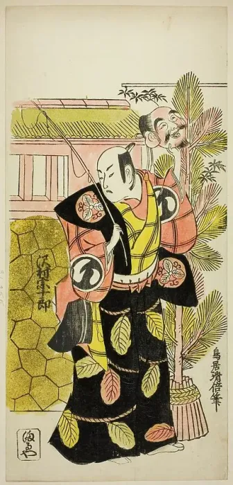 Framed Print : The Actor Sawamura Sojuro I as Ebisu in the play Suehiro Eho Soga, performed at the... 1729. Creator: Torii Kiyomasu. The Actor Sawamura Sojuro I as Ebisu in the play Suehiro Eho Soga, performed at the... 1729