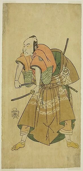 The Actor Sawamura Sojuro II as Omi no Kotoda (?) in the Play Shuen Soga Omugaeshi (?)... c. 1768. Creator: Shunsho