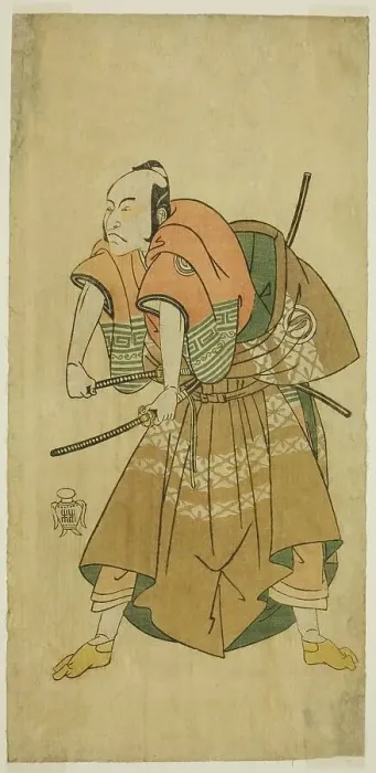 Framed Print : The Actor Sawamura Sojuro II as Omi no Kotoda (?) in the Play Shuen Soga Omugaeshi (?)... c. 1768. Creator: Shunsho Framed Print : The Actor Sawamura Sojuro II as Omi no Kotoda (?) in the Play Shuen Soga Omugaeshi (?)... c. 1768. Creator: Shunsho