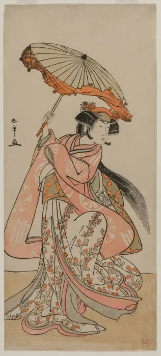 Framed Print : The Actor Segawa Kikunojo II Dancing with a Parasol, late 1770s. Creator: Katsukawa Shunsho Framed Print : The Actor Segawa Kikunojo II Dancing with a Parasol, late 1770s. Creator: Katsukawa Shunsho