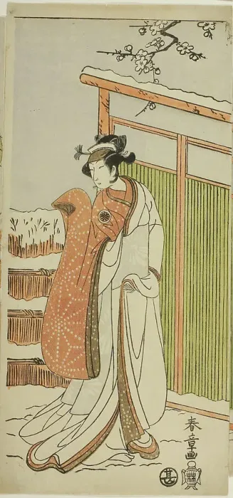 Framed Print : The Actor Segawa Kikunojo II as Yuki Onna (the Snow Woman) in a dance interlude in scen... c. 1770. Creator: Shunsho Framed Print : The Actor Segawa Kikunojo II as Yuki Onna (the Snow Woman) in a dance interlude in scen... c. 1770. Creator: Shunsho
