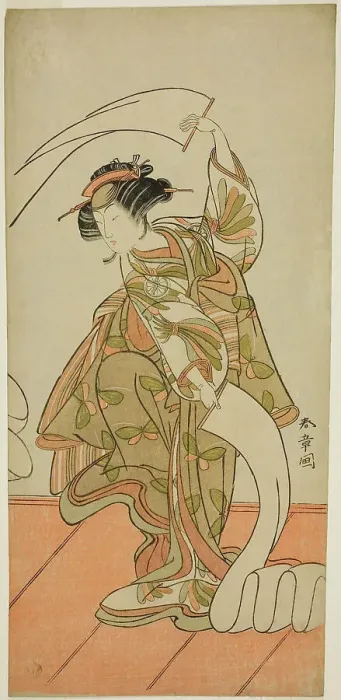 Framed Print : The Actor Segawa Kikunojo III as the Courtesan Kisegawa in a Nuno Sarashi Dance, in... c. 1775. Creator: Shunsho. The Actor Segawa Kikunojo III as the Courtesan Kisegawa in a Nuno Sarashi Dance, in... c. 1775. Creator: Shunsho Framed Print : The Actor Segawa Kikunojo III as the Courtesan Kisegawa in a Nuno Sarashi Dance, in... c. 1775. Creator: Shunsho. The Actor Segawa Kikunojo III as the Courtesan Kisegawa in a Nuno Sarashi Dance, in... c. 1775. Creator: Shunsho