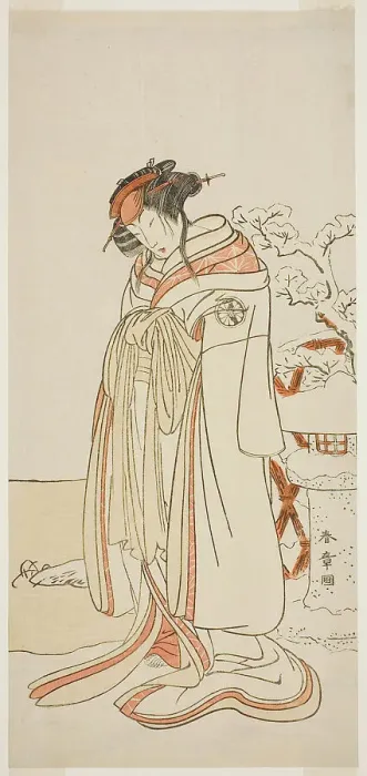Framed Print : The Actor Segawa Kikunojo III as the Courtesan Kisewata (Tagasode) (?) in the Play Hana... c. 1775. Creator: Shunsho Framed Print : The Actor Segawa Kikunojo III as the Courtesan Kisewata (Tagasode) (?) in the Play Hana... c. 1775. Creator: Shunsho