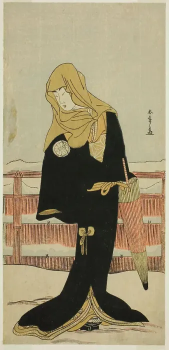 Framed Print : The Actor Segawa Kikunojo III as the Lady-in-Waiting Suho Disguised as Tsunokuniya Tsun... c. 1781. Creator: Shunsho Framed Print : The Actor Segawa Kikunojo III as the Lady-in-Waiting Suho Disguised as Tsunokuniya Tsun... c. 1781. Creator: Shunsho