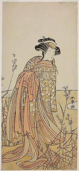 The Actor Segawa Kikunojo III as Spirit of a Mandarin Duck (Oshidori) Disguised as Taga... c. 1775. Creator: Shunsho