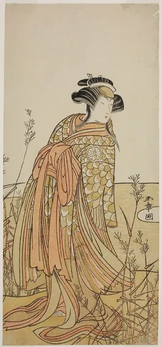 Framed Print : The Actor Segawa Kikunojo III as Spirit of a Mandarin Duck (Oshidori) Disguised as Taga... c. 1775. Creator: Shunsho Framed Print : The Actor Segawa Kikunojo III as Spirit of a Mandarin Duck (Oshidori) Disguised as Taga... c. 1775. Creator: Shunsho