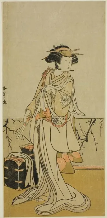 Framed Print : The Actor Segawa Yujiro I as Osai, a Female Hairdresser, in the Play Kamuri Kotoba Soga... c. 1776. Creator: Shunsho Framed Print : The Actor Segawa Yujiro I as Osai, a Female Hairdresser, in the Play Kamuri Kotoba Soga... c. 1776. Creator: Shunsho