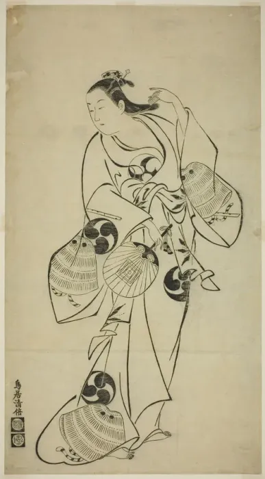 Framed Print : Actor as a Standing Beauty, c. 1712. Creator: Torii Kiyomasu I Framed Print : Actor as a Standing Beauty, c. 1712. Creator: Torii Kiyomasu I