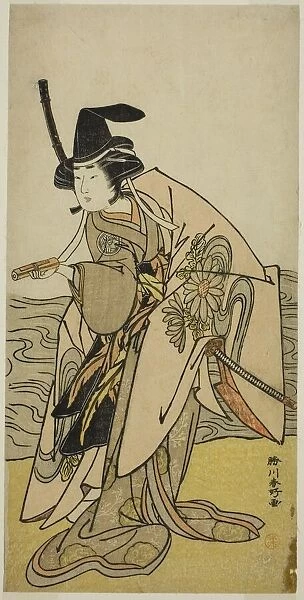 The Actor Yamashita Kinsaku II as Lady Kikusui (Kikusui Gozen) in the Play Kaeribana... c. 1779. Creator: Katsukawa Shunko