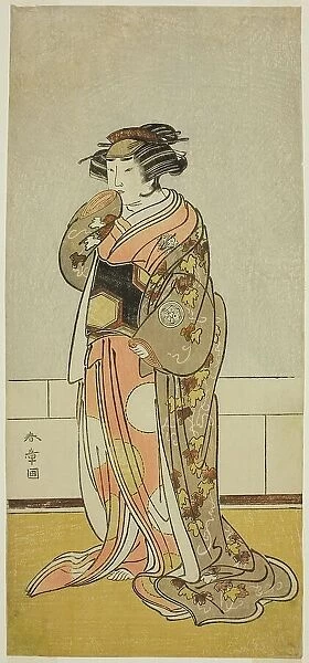 The Actor Yamashita Kinsaku II as Lady Kikusui (Kikusui Gozen) (?) in the Play Kaeribana... c.1779. Creator: Shunsho