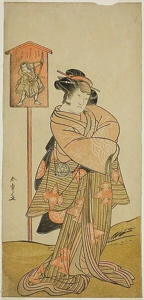 The Actor Yamashita Kinsaku II as Lady Manko (Manko Gozen) (?) in the Play Hatsumombi... c. 1780. Creator: Shunsho