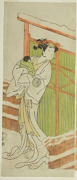 The Actor Yamashita Kinsaku II as Moshio in the Play Izu-goyomi Shibai no Ganjitsu... c. 1772. Creator: Shunsho