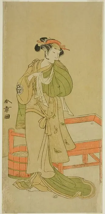 Framed Print : The Actor Yamashita Kinsaku II as Moshio in the Play Izu-goyomi Shibai no Ganjitsu... c.1772. Creator: Shunsho Framed Print : The Actor Yamashita Kinsaku II as Moshio in the Play Izu-goyomi Shibai no Ganjitsu... c.1772. Creator: Shunsho
