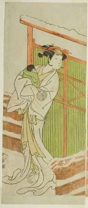 Framed Print : The Actor Yamashita Kinsaku II as Moshio in the Play Izu-goyomi Shibai no Ganjitsu... c. 1772. Creator: Shunsho Framed Print : The Actor Yamashita Kinsaku II as Moshio in the Play Izu-goyomi Shibai no Ganjitsu... c. 1772. Creator: Shunsho