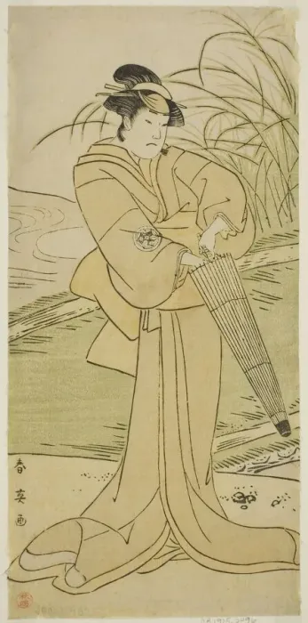 Framed Print : The Actor Yamashita Kinsaku II as Okaya in the Play Yomogi Fuku Noki no Tamamizu... c. 1795. Creator: Katsukawa Shun'ei