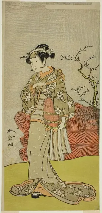 Framed Print : The Actor Yamashita Kinsaku II as Osaku (?) in the Play Onna Aruji Hatsuyuki no Sekai... c. 1773. Creator: Shunsho Framed Print : The Actor Yamashita Kinsaku II as Osaku (?) in the Play Onna Aruji Hatsuyuki no Sekai... c. 1773. Creator: Shunsho