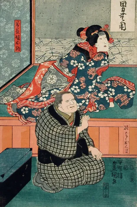 Framed Print : Actors Arashi Otohachi III and Iwai Kumesaburo II, 19th century. Creator: Utagawa Kunisada Framed Print : Actors Arashi Otohachi III and Iwai Kumesaburo II, 19th century. Creator: Utagawa Kunisada