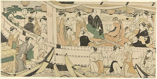 An Actors Boating Party on the Sumida River, c. 1789. Creator: Torii Kiyonaga