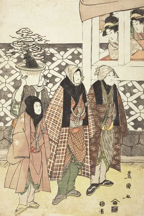 Framed Print : Actors with a Bonsai Tree, 1805. Creator: Utagawa Toyokuni I Framed Print : Actors with a Bonsai Tree, 1805. Creator: Utagawa Toyokuni I