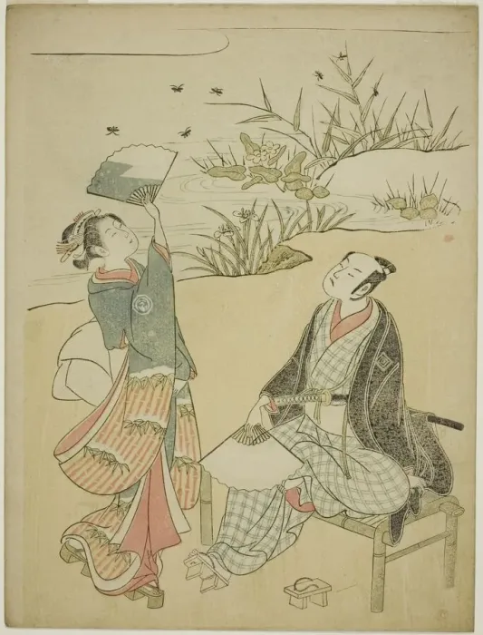 Framed Print : Two Actors Catching Fireflies, c. 1765 / 70. Creator: Torii Kiyomitsu Framed Print : Two Actors Catching Fireflies, c. 1765 / 70. Creator: Torii Kiyomitsu