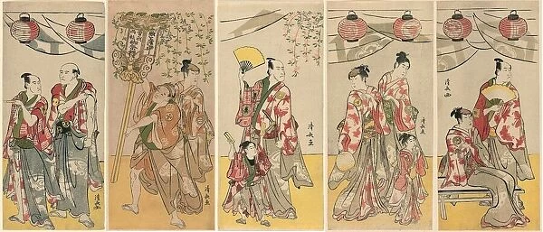 Eleven Actors Celebrating the Festival of the Shrine of the Soga Brothers, 1788