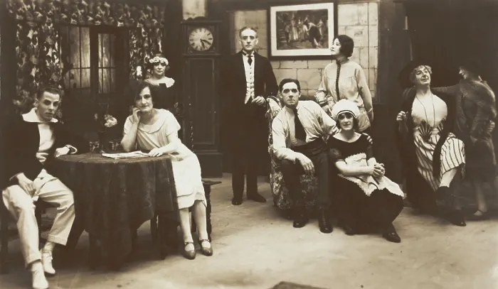 Framed Print : Actors, one in drag, performing 'The man From Toronto', pose on set... (between 1920 and 1929?). Creator: Unknown Framed Print : Actors, one in drag, performing 'The man From Toronto', pose on set... (between 1920 and 1929?). Creator: Unknown