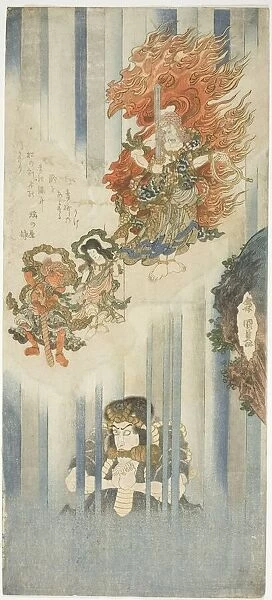 The actors Ichikawa Danjuro VII as Mongaku and Matsumoto Koshiro V as Fudo Myoo, c. 1829 / 32. Creator: Utagawa Kunisada