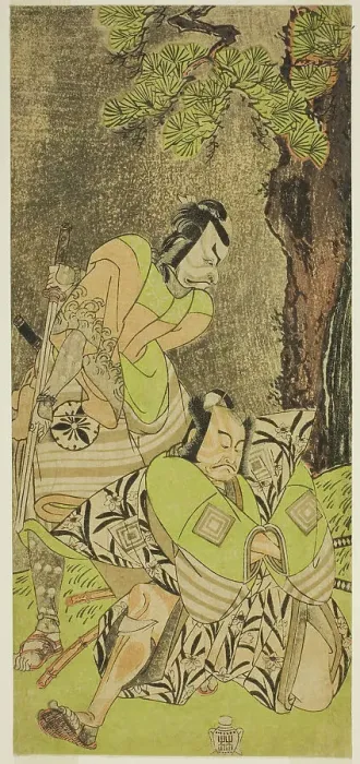 Framed Print : The Actors Ichikawa Danzo III as I no Hayata Tadazumi (right), and Matsumoto Koshiro II... c. 1770. Creator: Shunsho Framed Print : The Actors Ichikawa Danzo III as I no Hayata Tadazumi (right), and Matsumoto Koshiro II... c. 1770. Creator: Shunsho