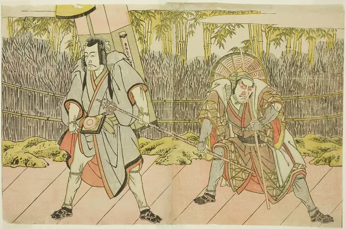 Framed Print : The Actors Ichikawa Danzo IV as Arakawa Taro Takesada Disguised as the Palanquin Bearer... c. 1782. Creator: Shunsho Framed Print : The Actors Ichikawa Danzo IV as Arakawa Taro Takesada Disguised as the Palanquin Bearer... c. 1782. Creator: Shunsho