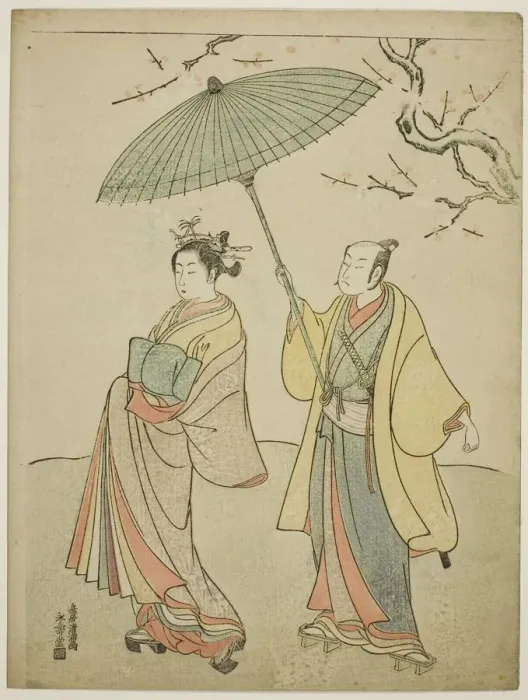 Framed Print : The Actors Ichikawa Komazo I (L) and Nakamura Matsue I (R), c. 1770. Creator: Torii Kiyomitsu Framed Print : The Actors Ichikawa Komazo I (L) and Nakamura Matsue I (R), c. 1770. Creator: Torii Kiyomitsu