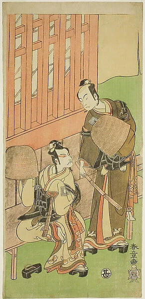 The Actors Ichikawa Komazo II as Soga no Juro Sukenari (right), and Ichikawa Danjuro V... c. 1771. Creator: Shunsho
