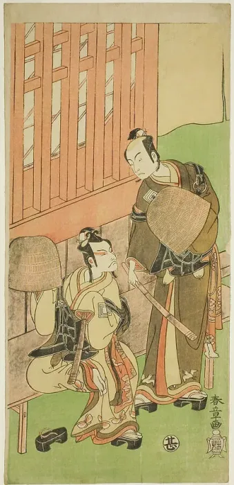 Framed Print : The Actors Ichikawa Komazo II as Soga no Juro Sukenari (right), and Ichikawa Danjuro V... c. 1771. Creator: Shunsho Framed Print : The Actors Ichikawa Komazo II as Soga no Juro Sukenari (right), and Ichikawa Danjuro V... c. 1771. Creator: Shunsho