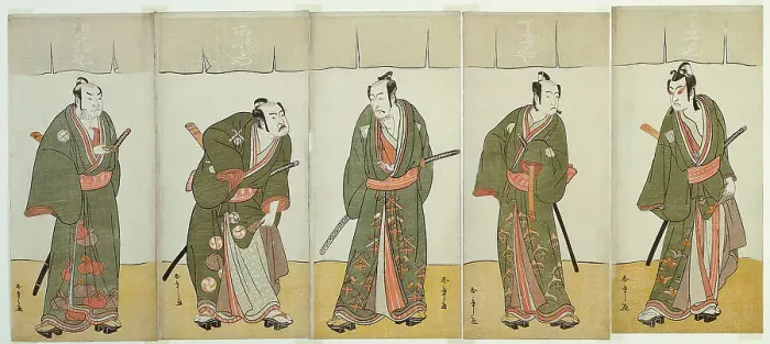 Framed Print : The Actors Ichikawa Monnosuke II as Karigane Bunshichi, Bando Mitsugoro I as An no... c. 1780. Creator: Shunsho Framed Print : The Actors Ichikawa Monnosuke II as Karigane Bunshichi, Bando Mitsugoro I as An no... c. 1780. Creator: Shunsho