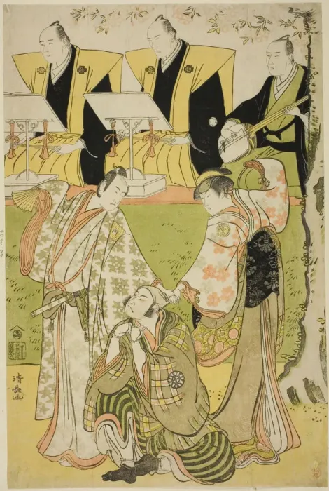 Framed Print : The Actors Ichikawa Monnosuke II as Munesada, Segawa Kikunojo III as the courtesan Sumizom... 1784. Creator: Torii Kiyonaga Framed Print : The Actors Ichikawa Monnosuke II as Munesada, Segawa Kikunojo III as the courtesan Sumizom... 1784. Creator: Torii Kiyonaga