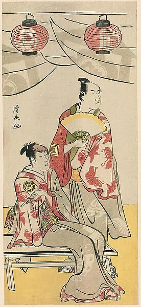The Actors Ichikawa Monnosuke II and Segawa Kikunojo III, from a pentaptych of eleven acto... 1788. Creator: Torii Kiyonaga